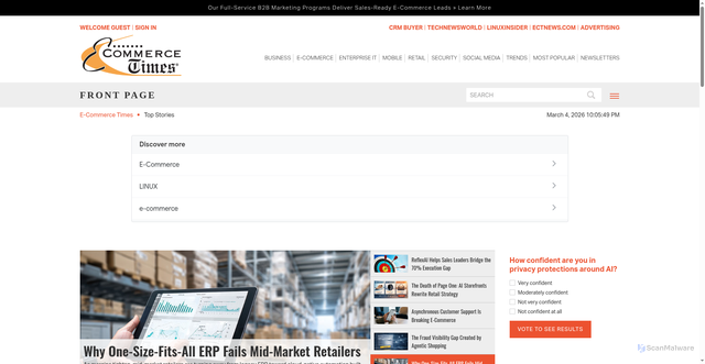 Security scan screenshot of https://ecommercetimes.com