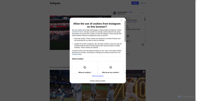Security scan screenshot of https://www.instagram.com/reel/DPR4ohLkepx/