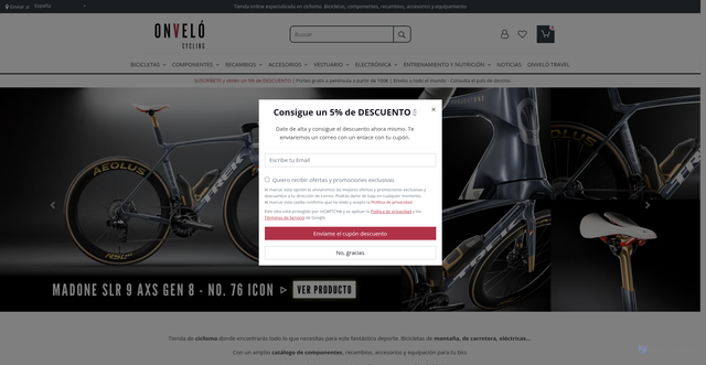 Security scan screenshot of https://onvelocycling.com