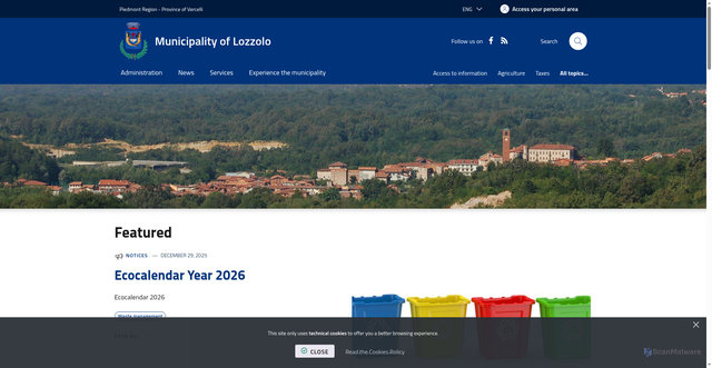 Security scan screenshot of https://www.comune.lozzolo.vc.it/it-it/home
