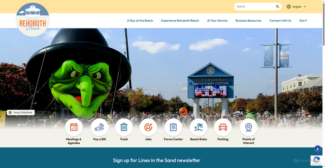 Security scan screenshot of https://www.rehobothbeachde.gov/