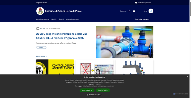 Security scan screenshot of https://www.comune.santaluciadipiave.tv.it/it
