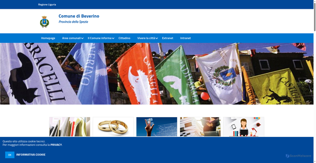 Security scan screenshot of https://www.comune.beverino.sp.it/hh/index.php