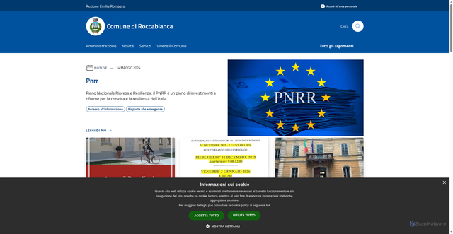 Security scan screenshot of https://www.comune.roccabianca.pr.it/it