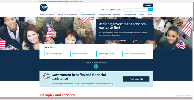 Security scan screenshot of https://www.usa.gov/