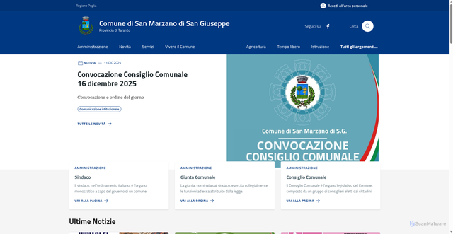 Security scan screenshot of https://comune.sanmarzano.ta.it/