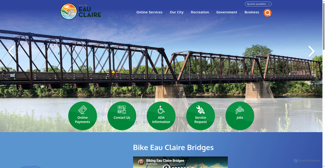Security scan screenshot of https://www.eauclairewi.gov/