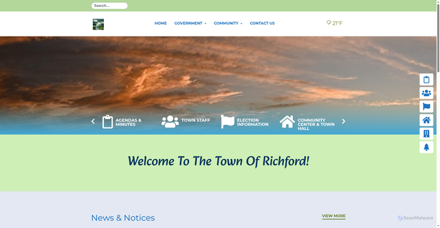 Security scan screenshot of https://townofrichfordwi.gov/