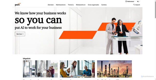 Security scan screenshot of https://pwc.nl