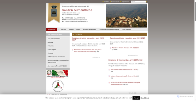 Security scan screenshot of https://comune.castelbottaccio.cb.it/