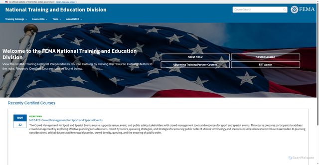 Security scan screenshot of https://www.firstrespondertraining.gov/frts/