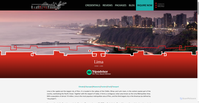Security scan screenshot of https://bestperutours.com/lima/