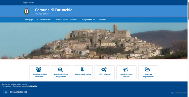 Security scan screenshot of https://comune.carunchio.ch.it/hh/index.php