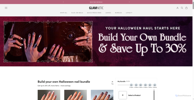 Security scan screenshot of https://www.glamnetic.com