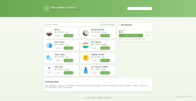 Security scan screenshot of https://landing-page-demo-ht2qs5r4rt.edgeone.app/toko%20sembako%20zhafran.html