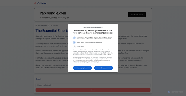 Security scan screenshot of https://rapibundle.com