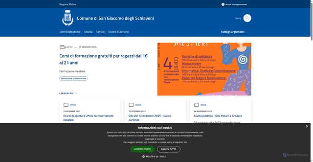 Security scan screenshot of https://www.comune.sangiacomo.cb.it/it