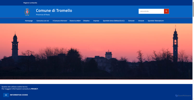 Security scan screenshot of https://www.comune.tromello.pv.it/hh/index.php