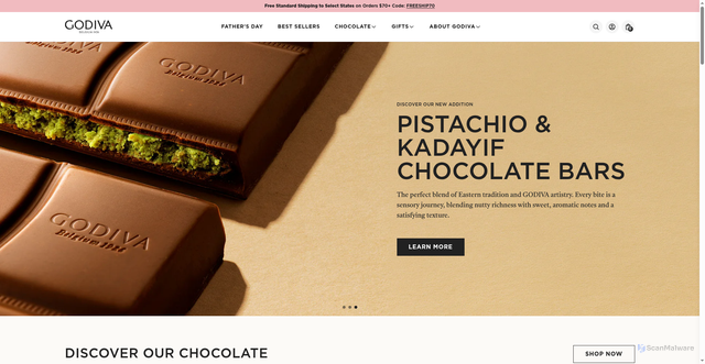Security scan screenshot of https://www.godiva.com