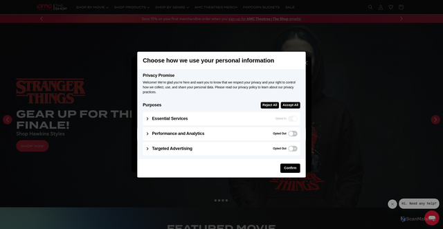Security scan screenshot of https://amctheatresshop.com/?srsltid=AfmBOoo3VSGCHGPOoZT3-zNP0H8gBJAluj1P941SqrIdRx391SvvFkl6