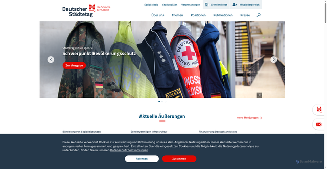 Security scan screenshot of https://www.staedtetag.de/