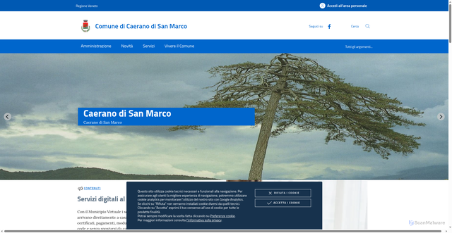 Security scan screenshot of https://www.comune.caerano-di-san-marco.tv.it/