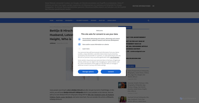 Security scan screenshot of https://www.celeknow.com/2022/09/bettijo-b-hirschi.html