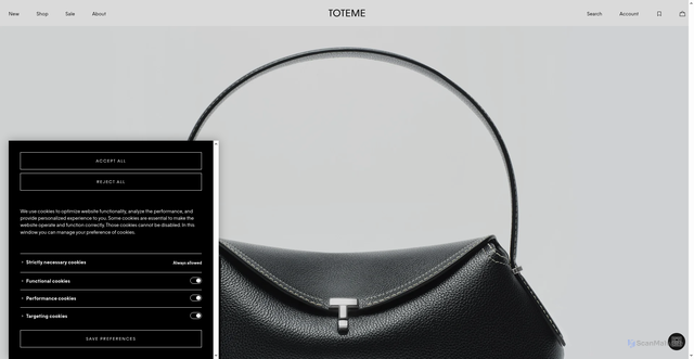 Security scan screenshot of https://toteme.com