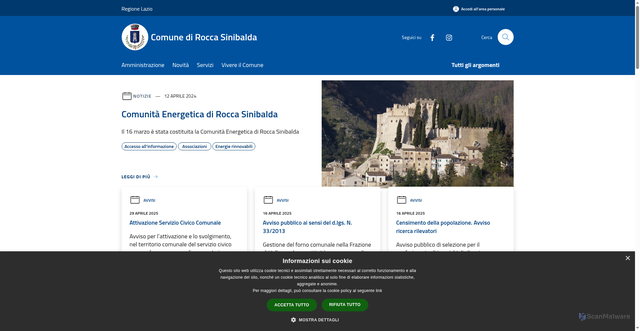 Security scan screenshot of https://www.comune.roccasinibalda.ri.it/it