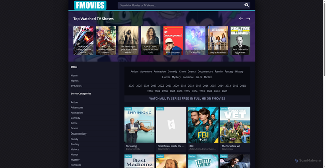 Security scan screenshot of https://fimovies.net/series/