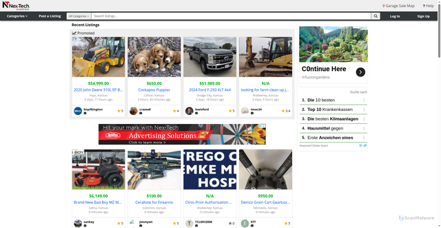 Security scan screenshot of https://nextechclassifieds.com
