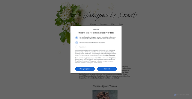 Security scan screenshot of https://shakespeares-sonnets.com/sonnet/5