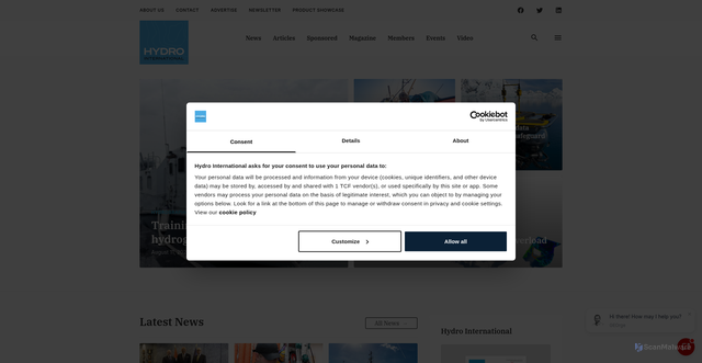 Security scan screenshot of https://www.hydro-international.com
