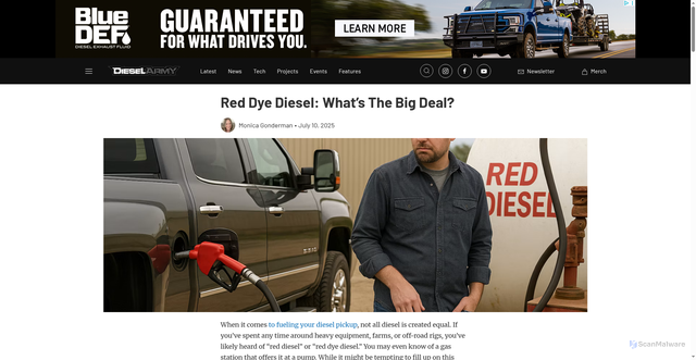 Security scan screenshot of https://www.dieselarmy.com/tech-stories/red-dye-diesel-whats-the-big-deal/