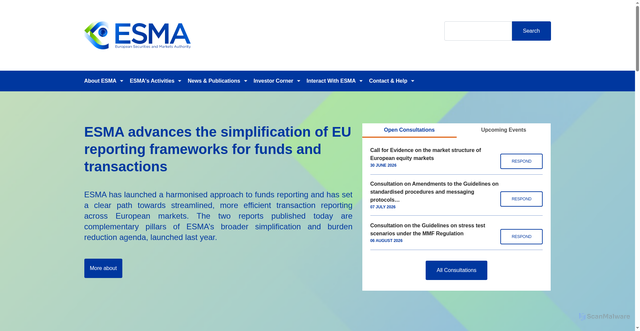 Security scan screenshot of http://www.esma.europa.eu