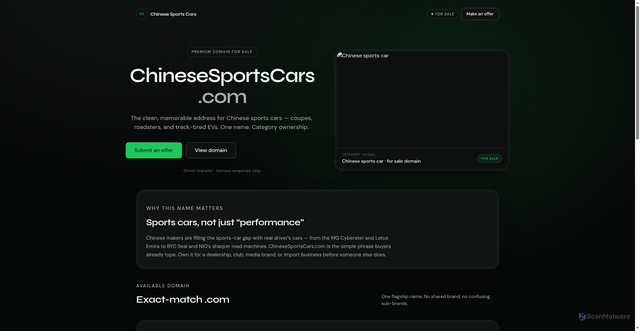 Security scan screenshot of https://chinesesportscars.com/index.html