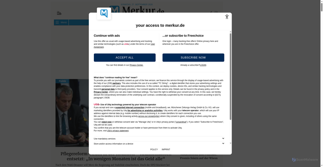 Security scan screenshot of https://www.merkur.de