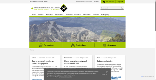 Security scan screenshot of https://www.geologivda.it/