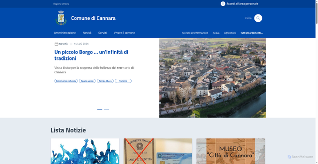 Security scan screenshot of https://www.comune.cannara.pg.it
