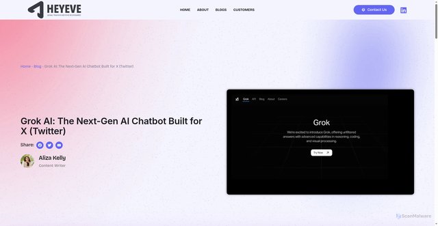 Security scan screenshot of https://heyeve.ai/blogs/grok-ai-next-gen-ai-chatbot/