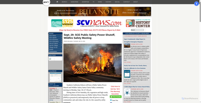 Security scan screenshot of https://scvnews.com/sept-29-sce-public-safety-power-shutoff-wildfire-safety-meeting/