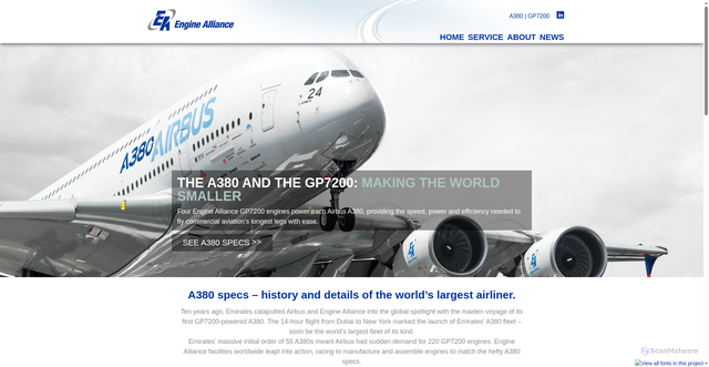 Security scan screenshot of https://enginealliance.com/a380/