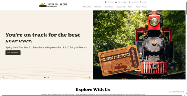 Security scan screenshot of https://silverdollarcity.com