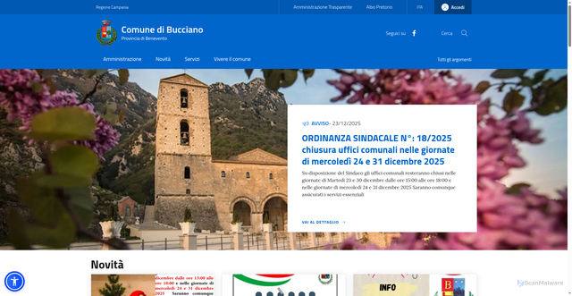 Security scan screenshot of https://www.comune.bucciano.bn.it/