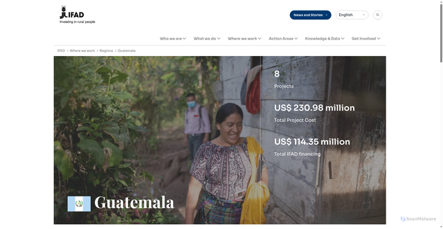 Security scan screenshot of https://www.ifad.org/en/w/countries/guatemala