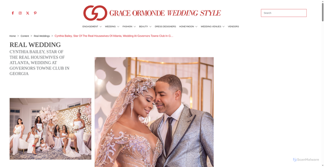 Security scan screenshot of https://www.weddingstylemagazine.com/wedding-ideas/real-weddings/cynthia-bailey-and-mike-hill