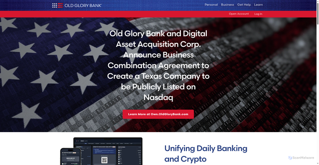 Security scan screenshot of https://oldglorybank.com