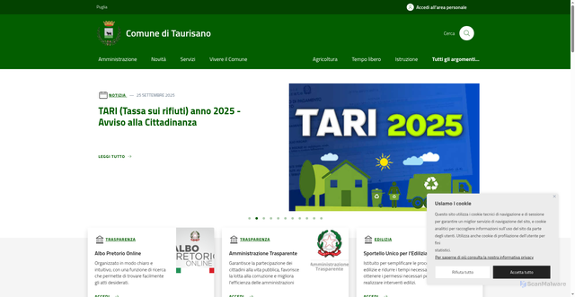 Security scan screenshot of https://www.comune.taurisano.le.it/
