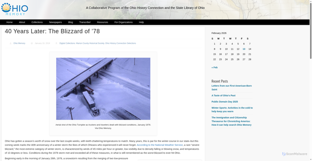 Security scan screenshot of https://ohiomemory.ohiohistory.org/archives/3629