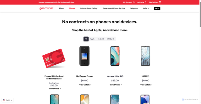Security scan screenshot of https://www.genmobile.com/pages/shopphones?srsltid=AYCX9vKkNb66_szRGTH3hkwRfIPBl991t9e5_J7w67rw328UPA64mt8a